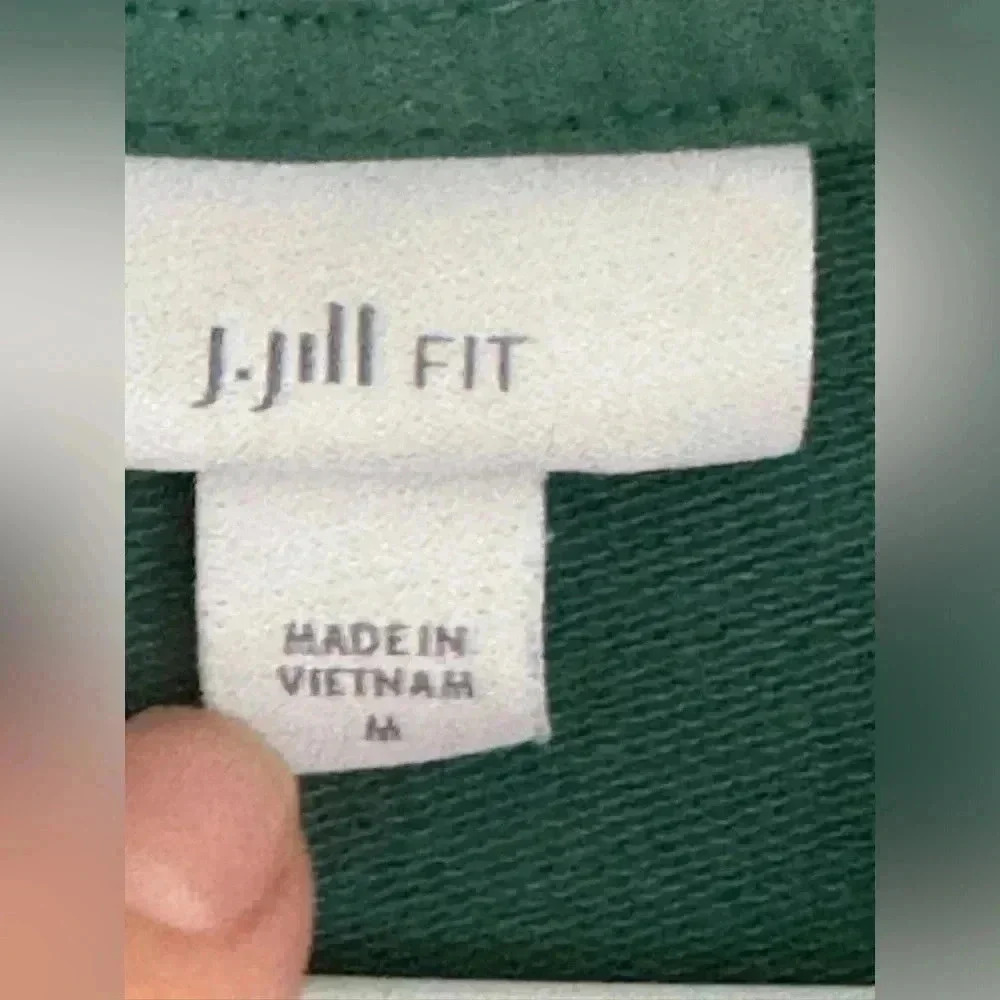 J.Jill Fit Woman's Green Elevate Terry Crossover Hoodie Sz Med - Picture 9 of 9